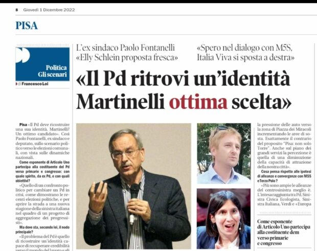 Paolo Martinelli candidato centrosinistra Pisa
